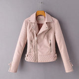 New Autumn Women Pu Faux Soft Leather Jacket Streetwear Punk Style Female Black Motorcycle Biker Turn Down Collar