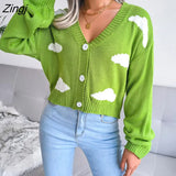 casual Knitted Cardiagn for women Autumn and winter new white cloud knitted cardigan sweater jackets women's