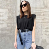 Sleeveless Top Female O Neck White Women Blouse Shirt Ladies Loose solid Chic Casual Blouses Black 2020 Cotton