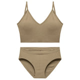 Sexy Seamless Tops Set Low-waist Panties Women Wireless Underwear Suit Soft Padded Bras Set Backless Bralette