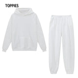 2021 Women Hoodies and Sweatpants White Tracksuits Female Two Piece Solid Color Pullovers Jacket Lounge Wear