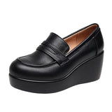 And English Wind Small Leather Shoes Waterproof Table Women's Shoes Pine Sole Single Shoes Autumn Plus Velvet Tung Leoptium Pedalle