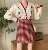Gingham Plaid High Waist Mini Pencil Skirt- Outfit