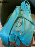 Spring Autumn Cool Bright Green Pu Leather Biker Jacket Women Zipper Long Sleeve Luxury Designer Streetwear Fashion