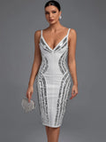 Bandage Dress Women White Bodycon Dress Evening Party Elegant Sexy Midi Birthday Club Outfit 2022 Summer New