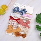 Set Floral Bows Solid Baby Headbands Dot Bowknot Elastic Cotton Hair Bands For Girls Nylon Princess Turban Hair