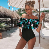 New Ruffle Swimwear Women One Piece Swimsuit Female Bathing Suit Off Shoulder Bodysuit Push Up Monokini Swimsuit Biquini