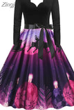 Women Christmas Party Dress Elegant Vinatge Long Sleeve Winter Sundress V Neck New Year Costume Clothing