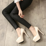 Zingj Version Of Fashion Business Fashion Nightclub Super High Heel Waterproof Platform Shallow Mouth Women's Single Shoes High Heels