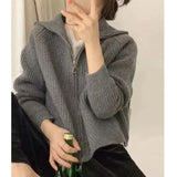 Women's Coat Spring And Autumn Lazy Style 2024 New Knitted Cardigan Zipper Korean Version Of The Internet Celebrity Loose And