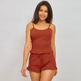 Two-Piece Pajamas Women's Suit Solid Color Striped Home