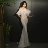 Temperament Queen Evening Dress High-End Luxury Famous Banquet Party Dress Fish Tail Bridal