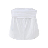 Zingj New Pleated Buckle Decorative Elastic Poplin Bra Top 4661008 211-0-Outfit