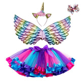 Girl Unicorn Skirt Colorful Fluffy TUTU Skirt Free Headwear Cute Rainbow Skirts Baby Pettiskirt Underskirt