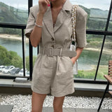 Summer Playsuits Rompers Womens Jumpsuit Korean Fashion Overalls Wide Leg Jumpsuit Black White Khaki Outfits