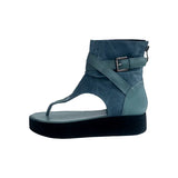 Sandals Women's 2023 Spring And Summer New Pinch-Toe Women's Shoes Waterproof Table High-Side Zipper Denim Retro