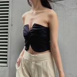 Zingj Fashion Street Summer Hot Style Design Feel Kink Fold Wrapped Chest Inside Sleeveless Vest Top- Outfit