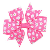 Printed Flower Hair Bows With Clip For Baby Girls Grosgrain Ribbon Boutique Hair Clip Barrettes Hair Accessories