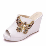 Drill Bow Bow Fish Mouth Slope With Large-Size Cold Slippers Waterproof Table Roman Sandals New