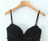 Black Mesh Frill Tulle Strap Mini Dress- Outfit