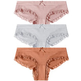 3PCS/Set Lace Cotton Panties Women Sexy Bow Briefs Soft Lingerie Female Briefs Panty Women's Underpants