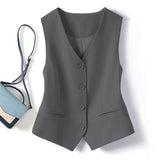 Vest Women's Small Vest 2025 Spring And Autumn New Repair Outside The Folding Wear Women's Shoulder Gray Short Horse