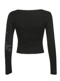 Floral Rhinestone Long Sleeve Crop Top- Outfit