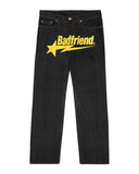 New American Letter Print Jeans Women Harajuku Hip Hop Vintage Straight Pants Unisex Casual Loose Jeans Punk Wide-Leg