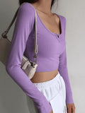 Rib Knit Long Sleeve Crop Top- Outfit