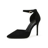 Face 2025 Spring New Black Pointed Hollow Sexy High Heels Women With Fine Heel Single