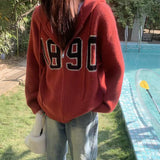 Zingj / Winter 2024 New Design Sense Niche Top Hooded Sweater Female Lazy Wind Loose Knit Cardigan Coat-Outfit