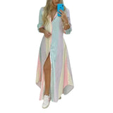 Women's Clothing 2025 Autumn New Dress Single-D Row Irregular Shirt Dress