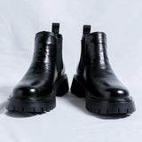 Zingj Martens Men Low Top Heighten Boots Men's Snowboots Chelsea British Wind Leather Boots