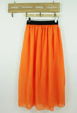 Fashion Wholesale Women Chiffon Long Skirts Candy Color Pleated Maxi Free
