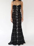 2023 Sexy Women Sleeveless Casual Sling Dress Spaghetti Strap See Through Tie-up Long Dresses Sexy Y2K Party