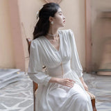 Fairy Morning Dress 2025 New Banquet Engagement French Long Sleeve Certificate Engagement White