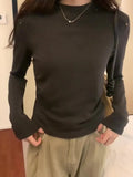 T-Shirts With Solid Shoulders And Long Sleeves Women Wear New Velvet And Thickened Foundation Shirts In Autumn And