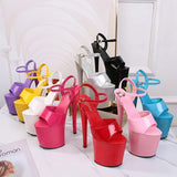 Zingj Patent Leather 20Cm High Heels Heel Sexy Waterproof Platform Hate Day Superb High Sandals Female