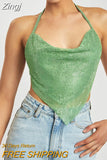 Women Sexy Rhinestone Tops Summer Cool Backless Bling Camisole Women Evening Party Club Underwear