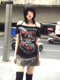 Halter Letter Print Tops Women Sexy Off Shoulder Tshirts Harajuku Bottoming Casual Tee Y2k Aesthetic Grunge