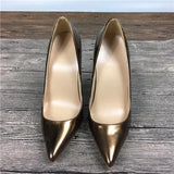 color bronze female high heels exclusive brand patent PU shoes women high heels 10cm 12cm QP027