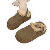 Zingj Shoes Platform And Velvet Head Half Slippers Women Wear 2024 New Winter Birken Wool Snowcotton