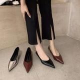 Zingj Heels Women Nude Small Heel Fine Heel Pointed French Gentle Match Skirt Low Heel Low Heel Shallow Mouth Four Seasons Single Shoes-Outfit