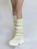 Warm Solid Color Ribbed Knit Leg Warmer- Outfit