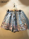Fashion Women's Denim Shorts New High Waist Loose wide leg Draw String Sequins Short Jeans Female Tide Summer 2023