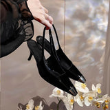 ~~ Sexy High Heels Black Fine Heel Back Empty Single Shoes Head