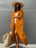 Sexy Solid Retro Purple Long Kimono Self Belted Dress Tunic Women Summer Clothing Plus Size BecahWear Maxi Dresses