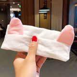 Face Hair Holder Hairbands Soft Warm Coral Fleece Bow Animal Ears Headband For Women Girls Turban Fashion Hair