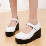 Waterproof Table Women's Single Shoes Heel Thick Soles Anti-Slip In The Elderly Leather Shoes Mother Shoes Spring And Autumn Slope And Soft-Soled Women's