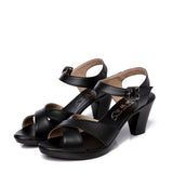 New Open Toe Genuine Cowhide Leather Sandals Women Shoes High Heel Sandals Fashion Casual Shoes Women Sandals Plus
